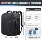 55L Extra Large Travel Backpack, Expandable 50L - 60L Carry On Backpack, Travel Luggage Suitcase Anti-Theft TSA Flight Laptop Bag, Sturdy 18.4 Inch XXXL Daypack Weekender Gifts for Men, Black