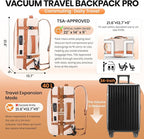 Fanwoli Vacuum Rolling Travel Backpack, Carry On Luggage with TSA Lock & Anti Theft Zipper, 70L Expandable Airback with Compression Pump, Waterproof Laptop Bag Ideal for Flight & Business