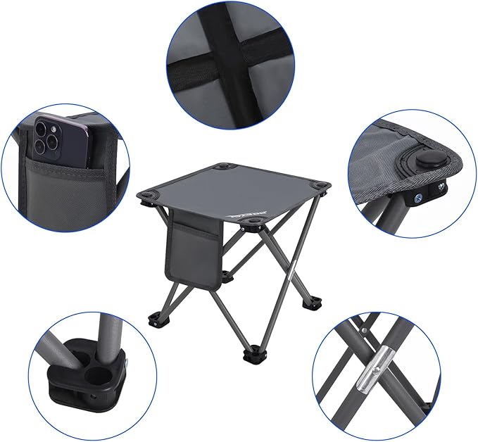 Roptat Camping Stool,Portable Folding Compact Lightweight Stool Seat for Camping Fishing Hiking Gardening Outdoor Walking Backpacking Travelling and Beach with Carry Bag (Grey)
