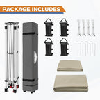 EAGLE PEAK Pop Up Canopy Tent with 1 Sidewall, Easy Setup Event Tent, Outdoor Sun Shade, Wheeled Carry Bag, Stakes and Guy Ropes, Instant Canopy 10x10, Light Beige