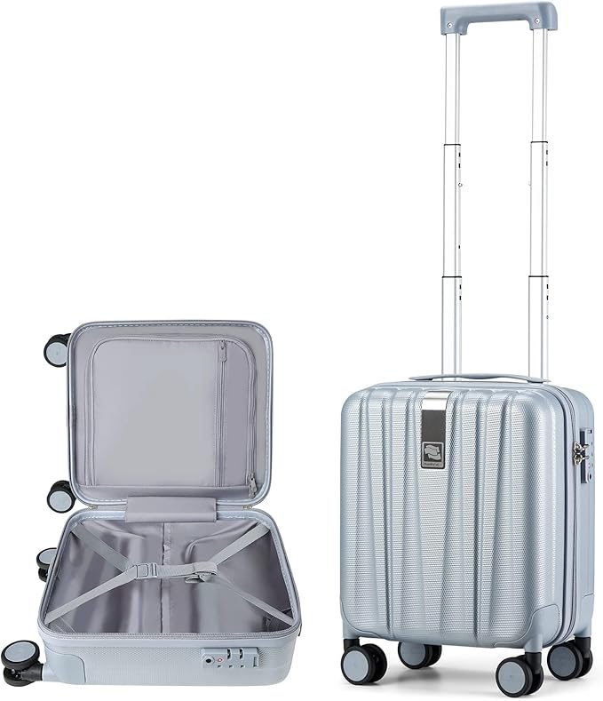 Hanke 14 Inch Underseat Carry On Luggage with Wheels Hard Shell Suitcases Carry On Bag Lightweight Small Mini Suitcase Travel Luggage for Travel（Gray）