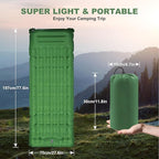 Camping Sleeping Pad with Pillow: Extra Thick 4.7 Inch Ultra-Light Self Inflating Air Mattress, Lightweight Compact Inflatable Sleep Mat for Backpacking, Hiking, Tent (Olive Green)