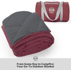 STOVER Waterproof Stadium Blanket – Portable Outdoor Camping Blanket for Travel, Picnics, or Sports – Warm, Windproof, Lightweight, and Packable (Summit Red)