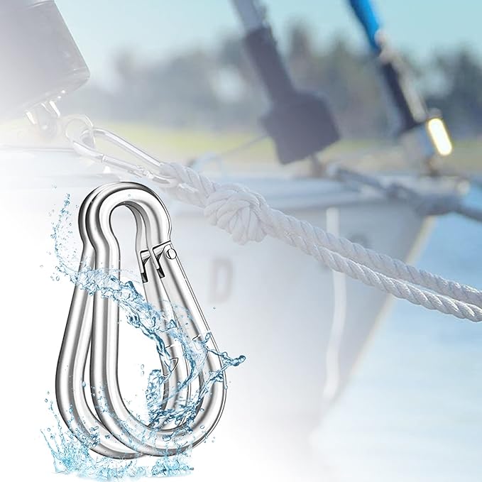 50PCS M8x5/16 Gavanized Steel Carabiner Clips, 3" Heavy Duty Spring Snap Hooks Carabiner, 470LBS Capacity Spring Quick Links Clips for Camping Hiking Hammock Swing and Outdoor Activities