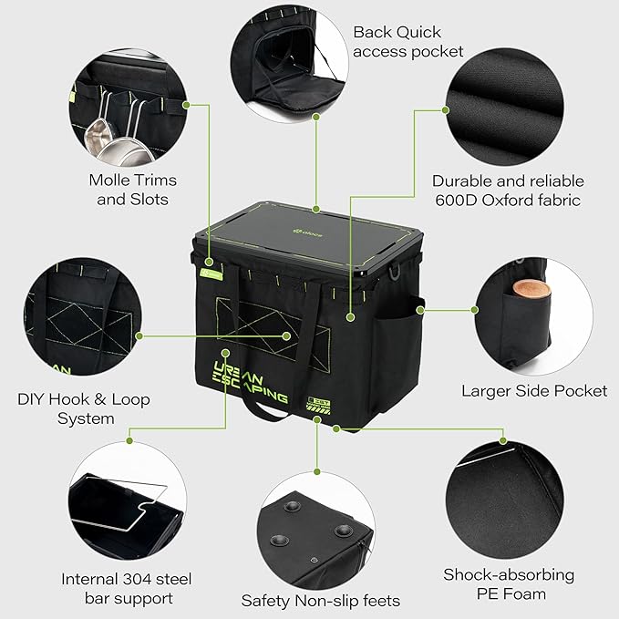 Alocs Folding Camping Table - Beach Table - 30L Tactical Bag with IGT Top Board for Outdoor, Camping Kitchen, Picnic, Travel