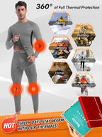 romision Thermal Underwear for Men Long Johns Fleece Lined Hunting Gear Bottom Top Set Base Layer for Cold Weather Gift