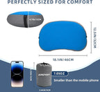 AIRSPIRIT Ultralight Camping Pillow Inflatable with Removable Washable Cover, Compact Travel Pillow for Neck Support, Hiking, Backpacking, Office, Airplane, Car & Beach - Adjustable Firmness (Blue)