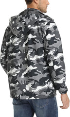 TACVASEN Men's Rain Jacket Lightweight Windbreaker with Hooded Water Resistant Outdoor Raincoat for Hiking Travel Camping