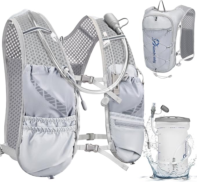 Running Hydration Vest for Women Men, Lightweight Adjustable Hydration Backpack with 1.5L Water Bladder Bag for Hiking, Trail, Running, Marathons, Cycling