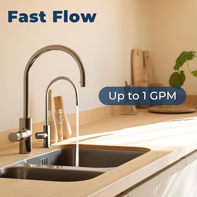 iSpring US31-NC Classic 3-Stage Under Sink Water Filtration System for Drinking, Reduces Chloramine, PFAS, Tankless Under Sink Water Filter, High Capacity Water Filter for Sink