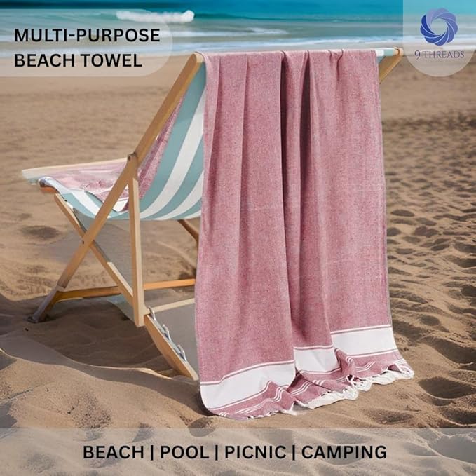 Cotton Turkish Beach Towel with Towels Oversized 36"x72" Pool Absorbent Extra Large Quick Dry Sand Travel Towel (Tomato Red, 4 Pack)