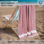 Cotton Turkish Beach Towel with Towels Oversized 36"x72" Pool Absorbent Extra Large Quick Dry Sand Travel Towel (Tomato Red, 2 Pack)
