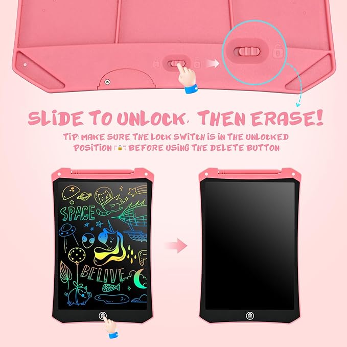 EooCoo Toddler Toys, LCD Writing Tablet for Kids 2 Pack, Toddler Travel Essentials Drawing Pad, Mess Free Coloring Books, Road Trip Activities, Age 3-5 Girls Boys Gifts - 8.5 Inch