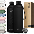 KIVY Large Water Bottle 50oz [Lightweight & Shatterproof] Fits Backpack & Cupholder for Travel, Sports, School - Black water bottle no straw - 1.5 Liter water bottles - 50oz Water bottle