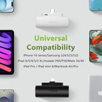 Miady 2-Pack 5000mAh Mini Portable Charger with Built-in Type C Connector, 5V 2.4A USB-C Output Fast Charging Small Power Bank Compatible with iPhone 17/16 Galaxy S24/S22 (Lake Green+Clove Purple)