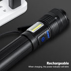 Rechargeable Flashlights 90000 High Lumen, 10000 ɱAh ΒATTERY LED Flashlight with Cob-Light for Home, Super Bright Flash Light 7 Modes, IPX7 Waterproof for Outdoor Camping