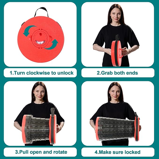 ALEVMOOM Upgraded XXL 50 Portable Collapsible Stool with Cushion,Telescoping Folding Stool for Adults,Yet More Sturdy Camping Stool with Load Capacity 1000lbs,for Outdoor Garden Hiking BBQ Red