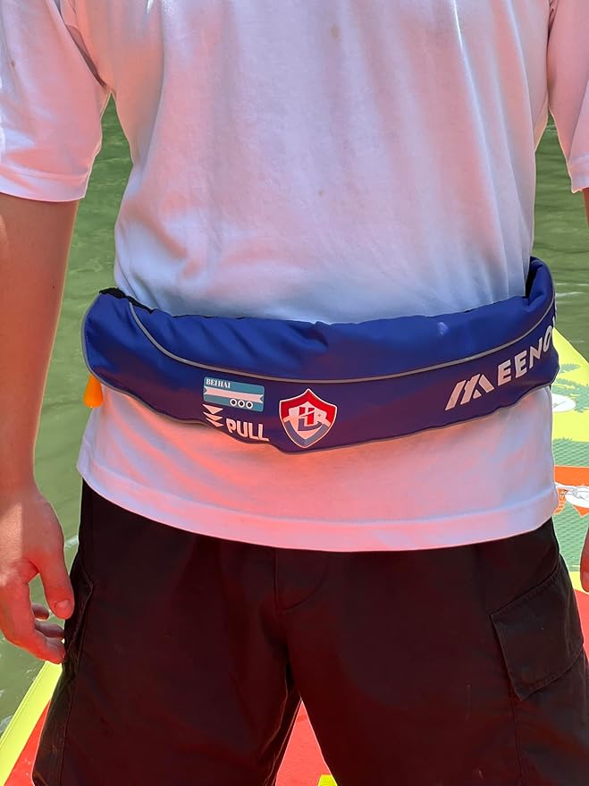 Automatic Inflatable Belt Pack Water Sports Jacket Waist Belt PFD for SUP Paddleboarding Fishing Boating Kayaking（fit 80-330 lbs） (Blue)