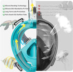 Full Face Snorkel Mask Adults with Ear Pressure Equalizer, Fully Enclosed CO2 Outflow, Silicone Bonding Anti-Leak&Fog,Buckle Folding for Portability