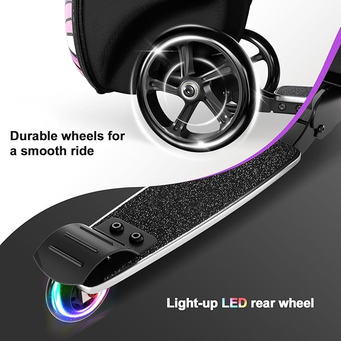 Baotree 2-in-1 Ride-On Scooter Suitcase, Scooter Luggage for Kids Ages 5-12, Foldable & Lightweight Carry with LED Light-Up Wheels