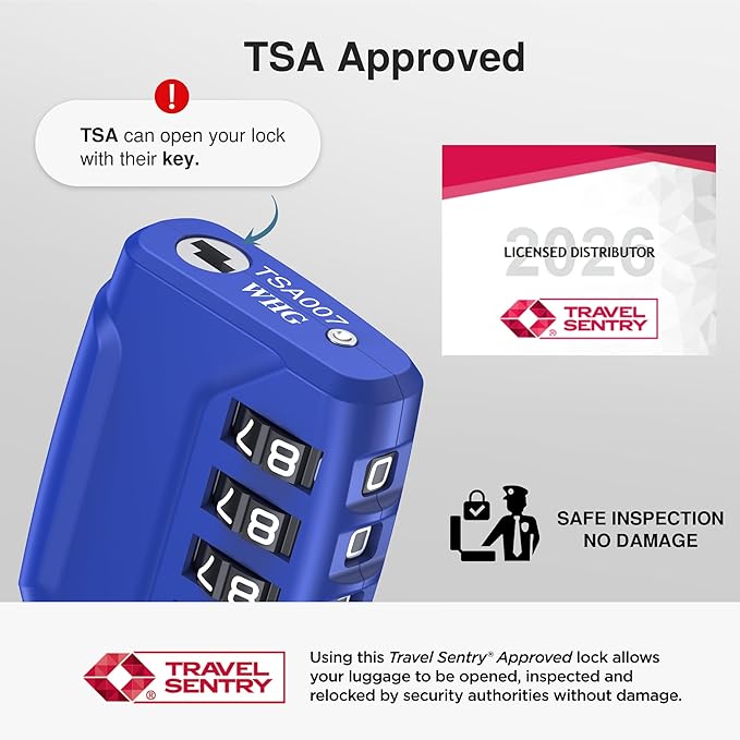 Puroma 2 Pack TSA Approved Luggage Locks, 4 Digit Combination Travel Cable Locks Resettable Code Lock with Zinc Alloy Body for Suitcase, Toolbox, Backpack, Bag, Gym Locker (Basic Blue)