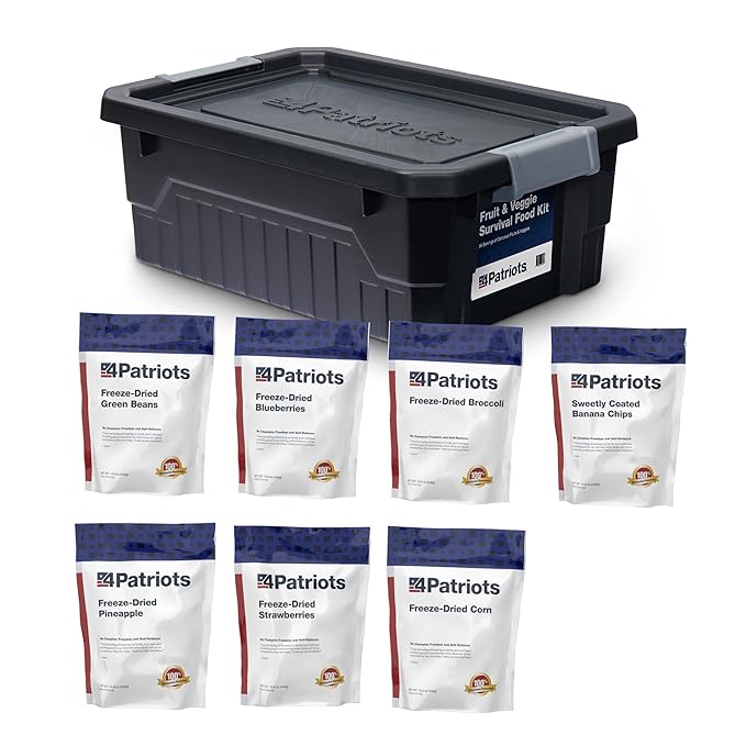 4Patriots Fruit & Veggie Food Kit 56 Servings of Shelf-Stable Fruits & Vegetables Good for 25 Years