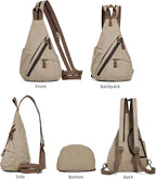 KL928 Canvas Sling Bag - Small Crossbody Backpack Shoulder Casual Daypack Rucksack for Men Women(Large Version)