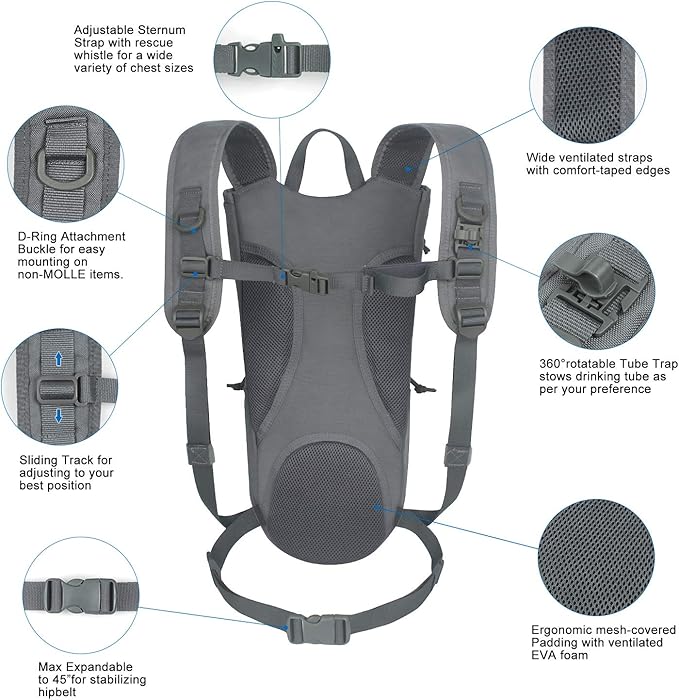 Unigear Tactical Hydration Packs Backpack 1050D with 3L Water Bladder, Thermal Insulation Pack Keeps Liquid Cool up to 4 Hours for Hiking, Cycling, Hunting and Climbing