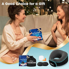 Upgraded Neck Pillow for Airplane Travel - 360° Support Stops Head Bobbing, Memory Foam Travel Pillow With Eye Mask & Earplugs, Portable Carry Bag for Long Flights/Car| Best Airplane Accessories Black