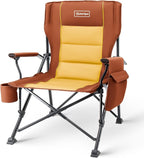 Oversized Folding Camping Chairs for Adults Heavy Duty, Support 500lbs Big and Tall High Back Camping Chairs for Heavy People Padded Lawn Chairs Camp Chairs for Indoor,Beach,Camp,Lawn,Outdoor,Brown