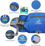 WATERFLY Fanny Pack Waist Bag: Fannie Pack 2 Water Bottle Holders Lumbar Belt Hiking Walking Running Jogging Camping Large Woman Man (Bottle Not Included)