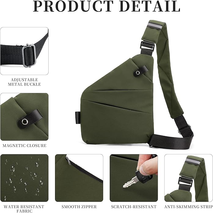 Anti Theft Crossbody Travel Bag for Women Men,Multi-pocket Crossbody Bag,Slim Sling Bag with Adjustable Strap
