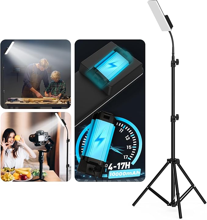 Camping Light, Telescoping Lantern Light, 10000mAh Rechargable Work Lights with Stand for Garage Mechanics Workshop Outdoor,Adjustable Metal Telescoping Tripod 6Ft