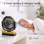FRIZCOL 3-in-1 Camping Fan - Portable Fans Rechargeable - 24000mAh Battery Powered Fan(140Hrs) with Light & Remote for Indoor, Outdoor, Tent, Travel, BBQ, Fishing, Jobsite - Yellow