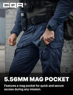CQR Men's Flex Ripstop Tactical Pants, Water Resistant Stretch Cargo Pants, Lightweight EDC Hiking Work Pants