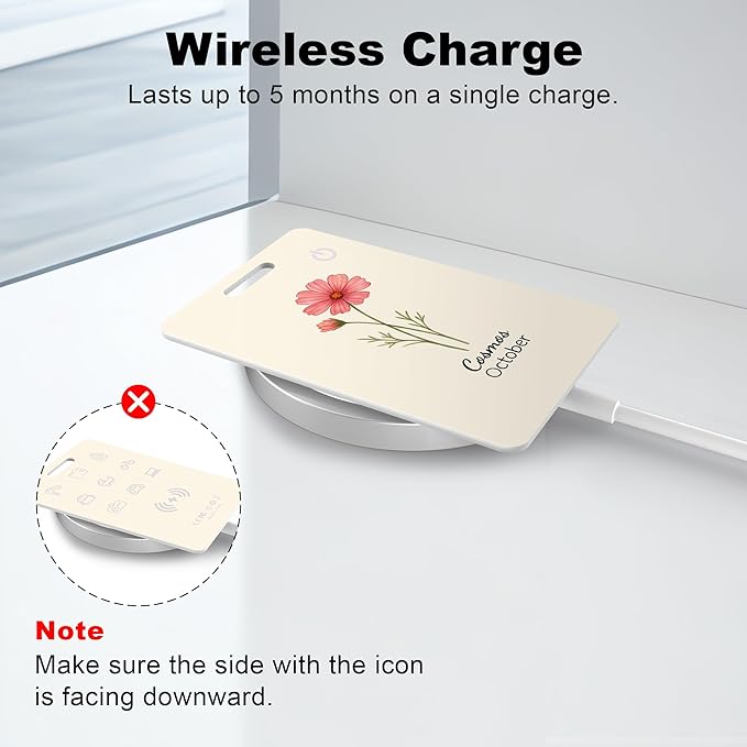 Wallet Tracker Card (iOS Only), Rechargeable Bluetooth Smart Tracking for Apple Find My Compatible Anti Tracker for Men Women Slim Item Locator for Purse Passport Key Luggage Tag (1Pcs/OCT FLR)