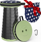 ALEVMOOM Upgraded Collapsible Stool with Cushion & Carry Bag, 500lbs Max Weight Portable Telescoping Stool, More Sturdy Lightweight Retractable Seat Folding Chair for Camping & Outdoors