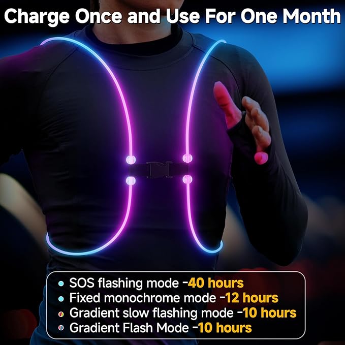 Reflective Running Vest, Running Lights For Runners, Reflective Running Gear Walking Vest For Women, Night Running Gear, Light Up Running Vest, Gifts For Runners, Safety Running Vest For Women & Men