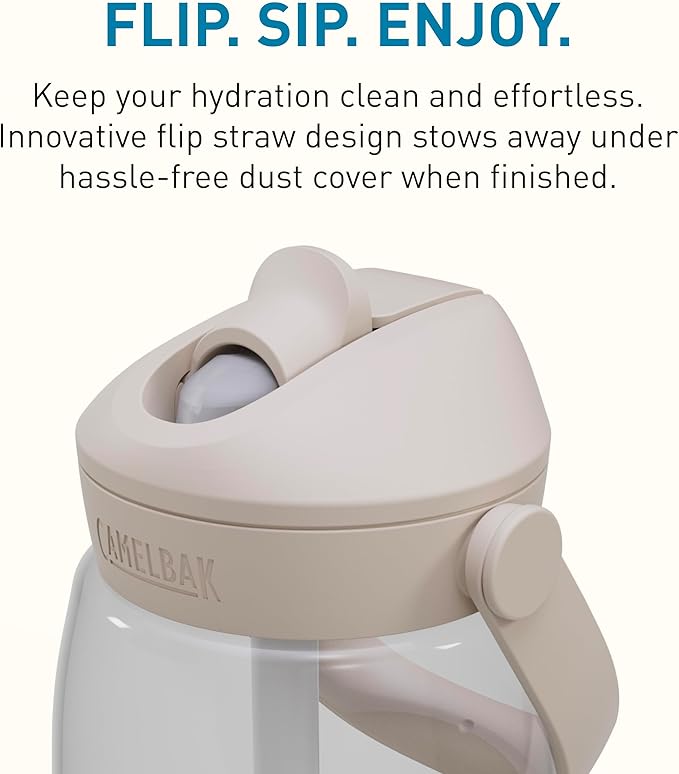 CamelBak Thrive Flip Straw 32oz Water Bottle with Tritan Renew – Easy Carry - Straw Top, Clear