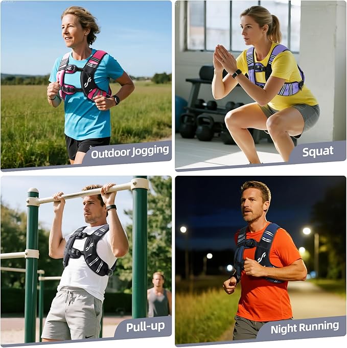 Sportneer Weighted Vest for Women Men: 8lbs/12lbs/15lbs/20lbs/25lbs Weight Vest with Detachable Phone Pouch Rucking Vest for Women Walking Strength Training Muscle Building Weight Loss