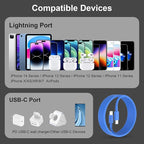2Pack Blue Fast Charger Cable 6ft [Apple MFi Certified], USB Type C to Lightning Cable 6 Foot Apple iPhone Charging Cord for Apple iPhone 14/13/12 Pro XR XS Max X 8 Plus