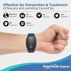EmeTerm Explore FDA-Cleared Anti-Nausea Wristband IP67 Waterproof Morning Motion Travel Sickness Vomit Relief Rechargeable No Gel Drug Free Without Side Effects (2 Pack)