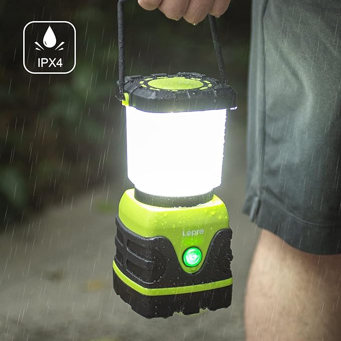 Lepro 1300LM LED Camping Lantern Rechargeable, 4 Light Modes, 3600mAh Power Bank, IPX4 Waterproof, Perfect Lantern Flashlight for Hurricane Emergency, Hiking, Home and More, USB Cable Included