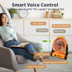 Camping Fan with Smart Voice， 22500mAh Battery Powered Portable Fan with Light&Hook, 5-Speed 270°Adjustable, Camping Essentials for Indoor, Tent, Travel, Patio, RVing, BBQ, Fishing, Jobsite