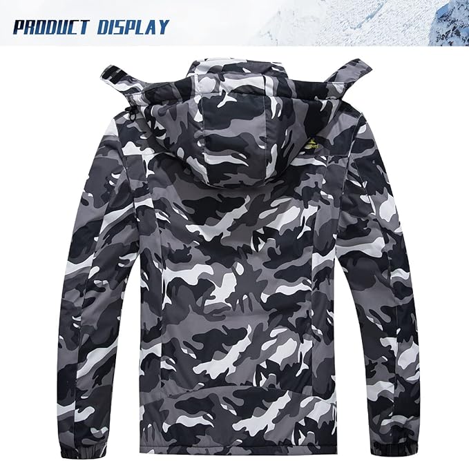 TACVASEN Men's Winter Ski Jacket Waterproof Snow Coats Snowboard Fleece Lining Jacket Warm Parka with Hooded