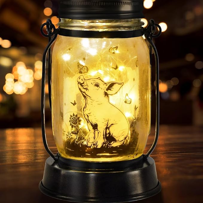 kyoryuger Pig Gifts for Women/Men Pig Lovers Solar Lantern Mom Birthday, Mothers Day, Solar Garden Decoration Outside for Yard, Patio,Backyard,Porch, Torches