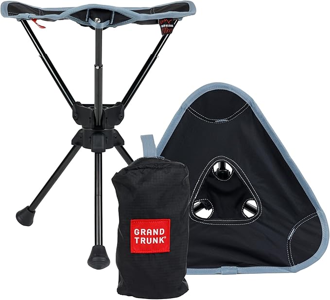 GRAND TRUNK Compass 360 UC Swivel Stool - Ultra-Compact 260lb Capacity Portable Seat for Camping, Travel & Outdoors (Sea Black)
