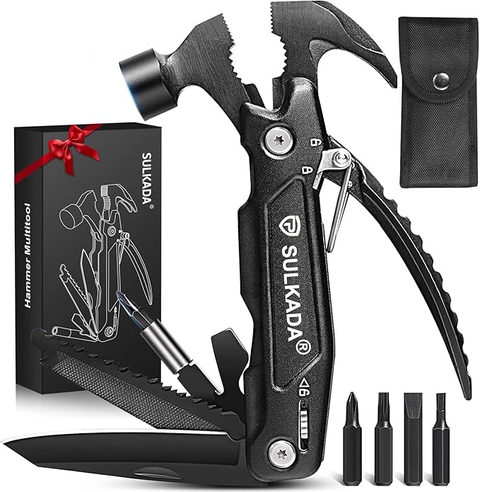 Gifts for men,Multitool Hammer 15 in 1 Camping Accessories Survival Gear,Christmas Stocking Stuffers Unique Brithday Gift Ideas