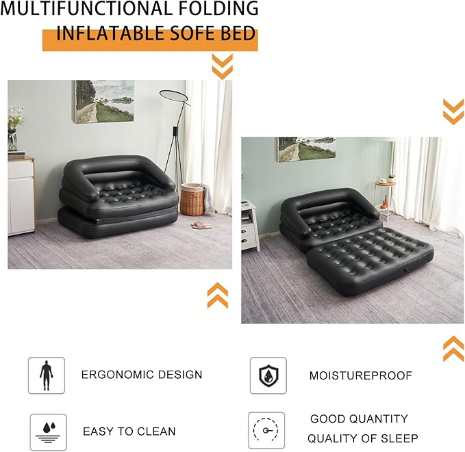 RAPTAVIS Inflatable Sofa Bed for Camping, Pool Float Couch Outdoor Mattress Bed with Armrest, Full Size