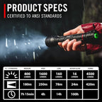 Coast XP14R 4500 Lumen USB-C Rechargeable LED Flashlight with Slide Focus® and Pure Beam® Focusing Optic, 5 Light Modes